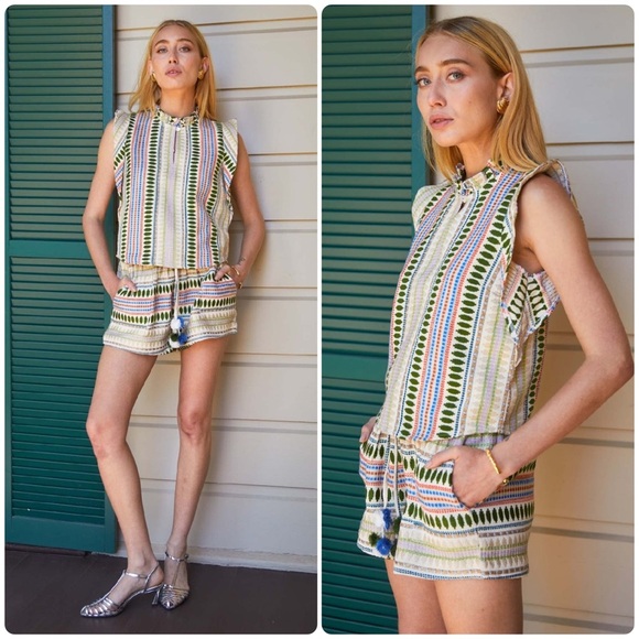 New! Just Bellina Aztec 100% Cotton Tank and Short Set 🖤 XS Made in India - Picture 2 of 16